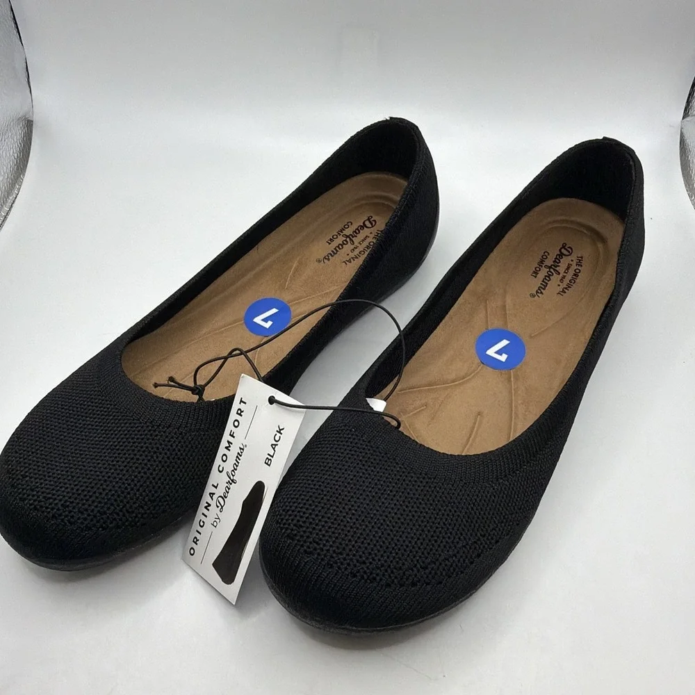 NWB The Original Dearfoams Comfort Women's Slip-On Flats Shoes Black Size 7 M‎